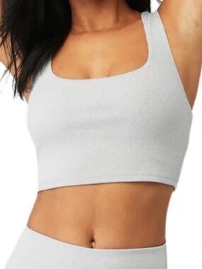 Alo Yoga Alosoft Ribbed Chic Bra Tank Heather Gray Size Medium